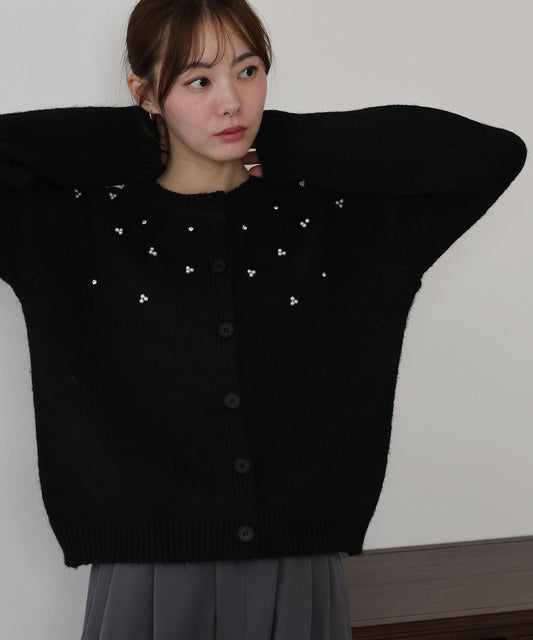 【TIME SALE】パールビジューニットカーディガン