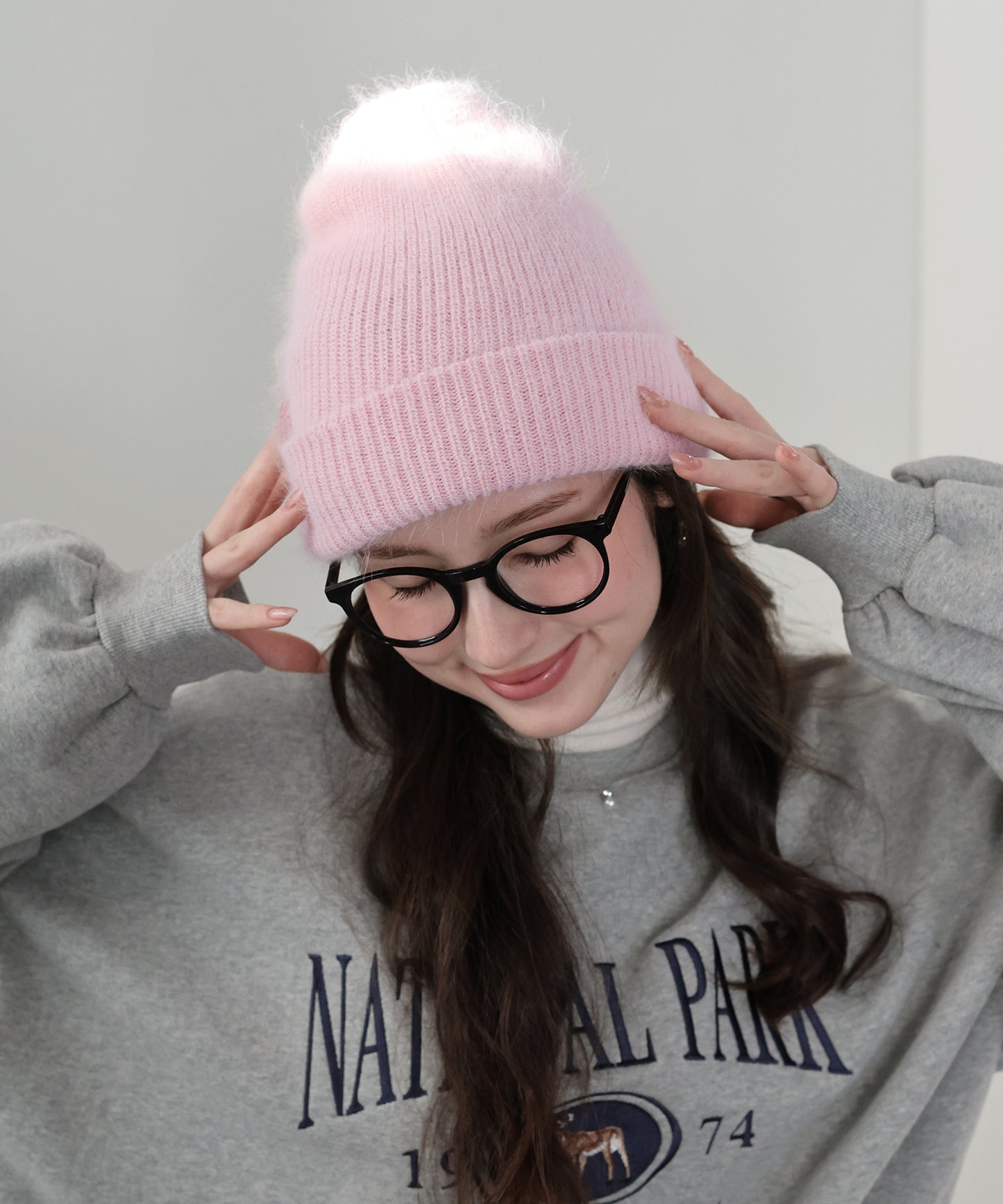 アンゴラニットビーニー 帽子【ネコポス】