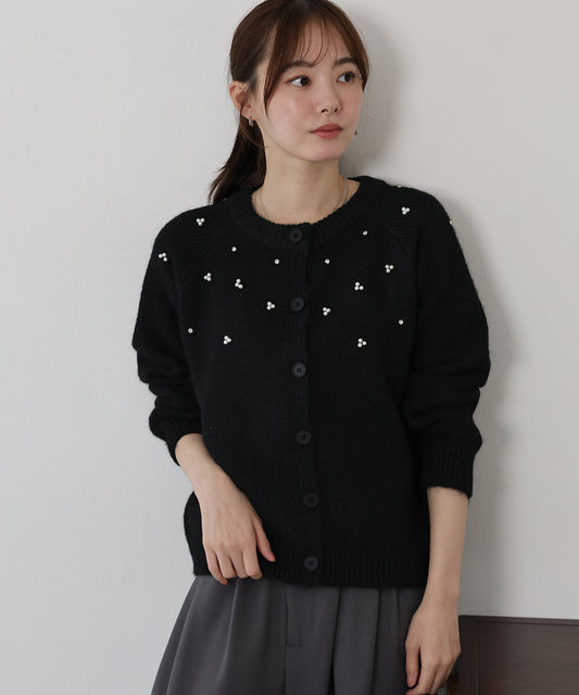 【早割5％OFF】パールビジューニットカーディガン