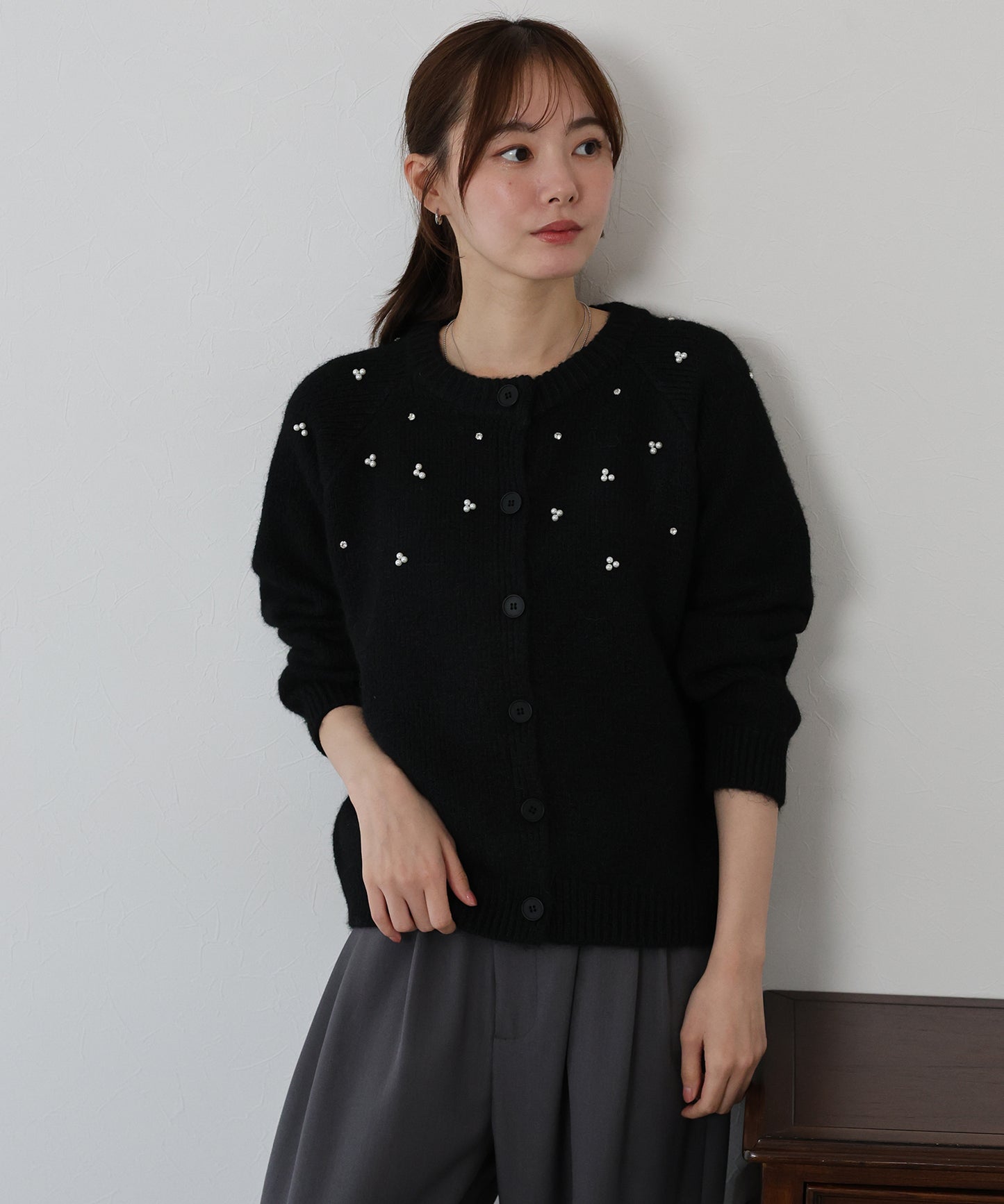 【早割5％OFF】パールビジューニットカーディガン