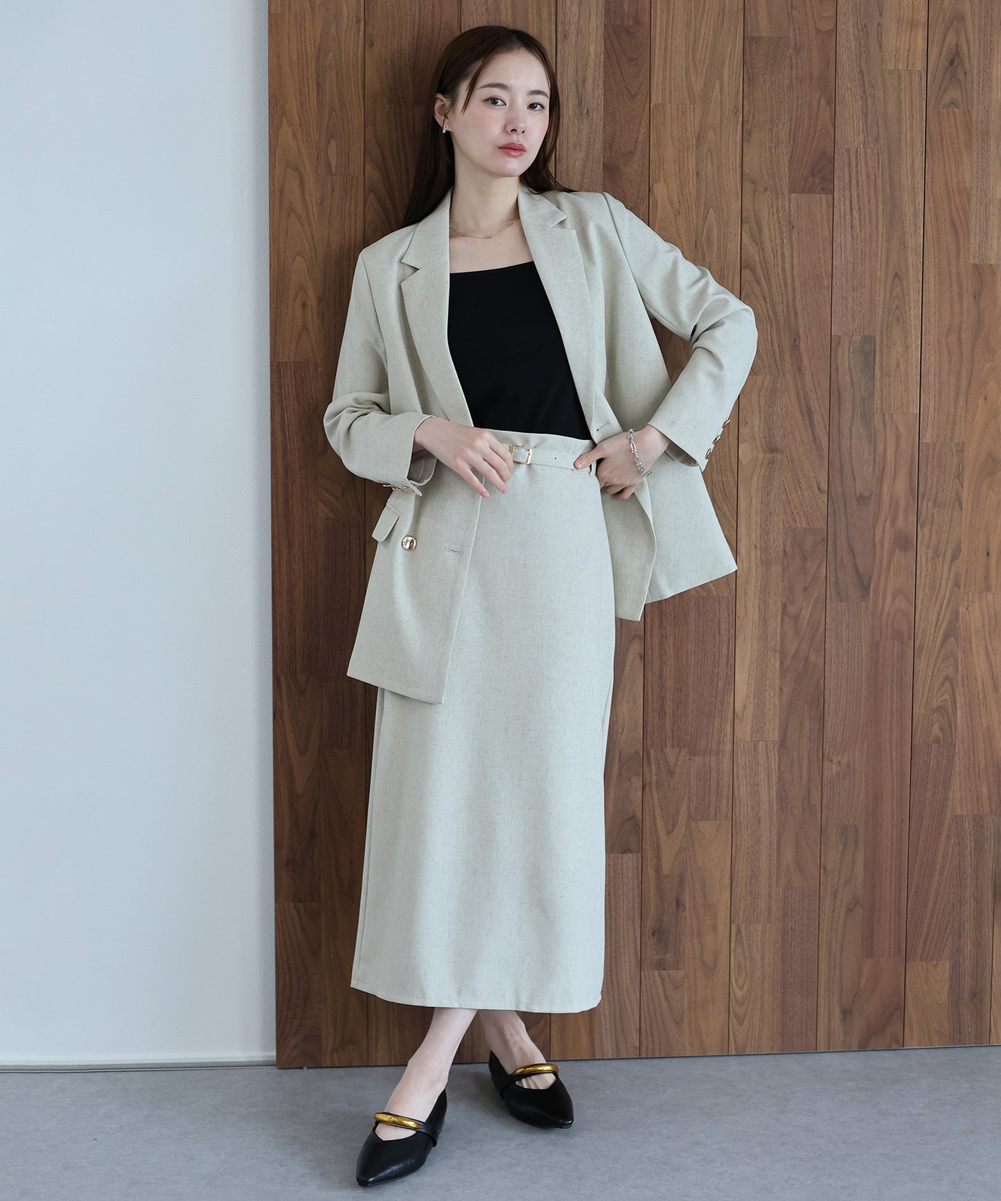 【早割5％OFF】ベルト付きタイトスカート