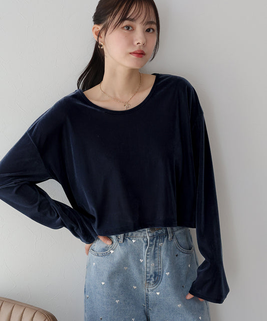 【SALE】シアーベロアショート丈ロンT【ネコポス】