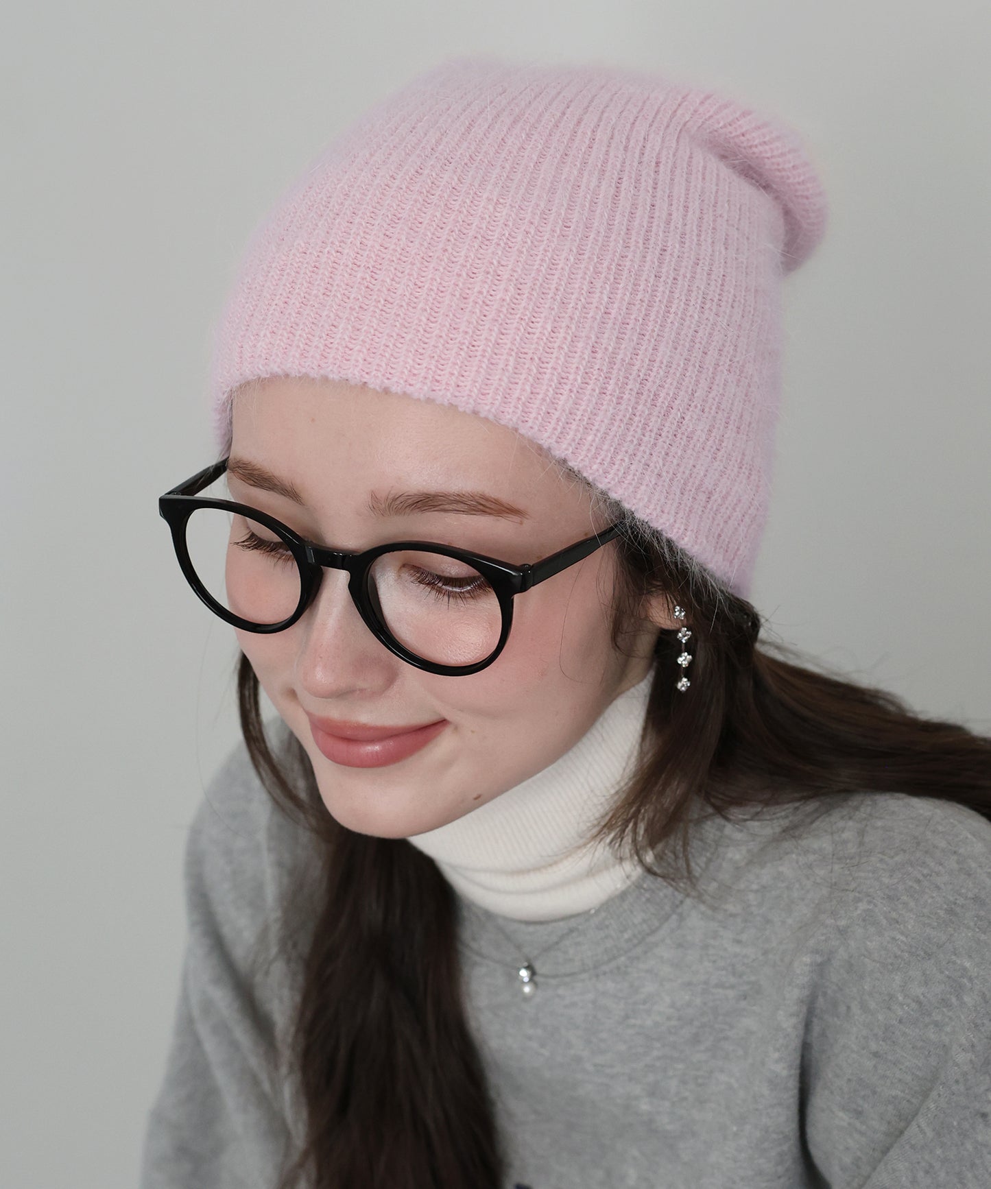 アンゴラニットビーニー 帽子【ネコポス】