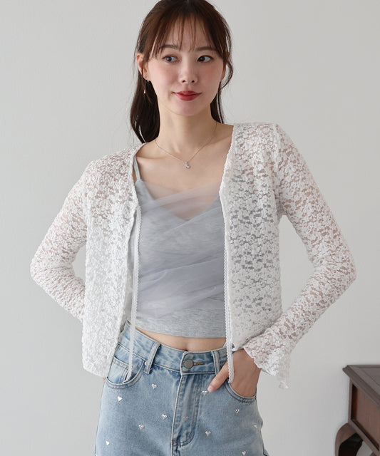 【早割5％OFF】シアーレースカーディガン【ネコポス】