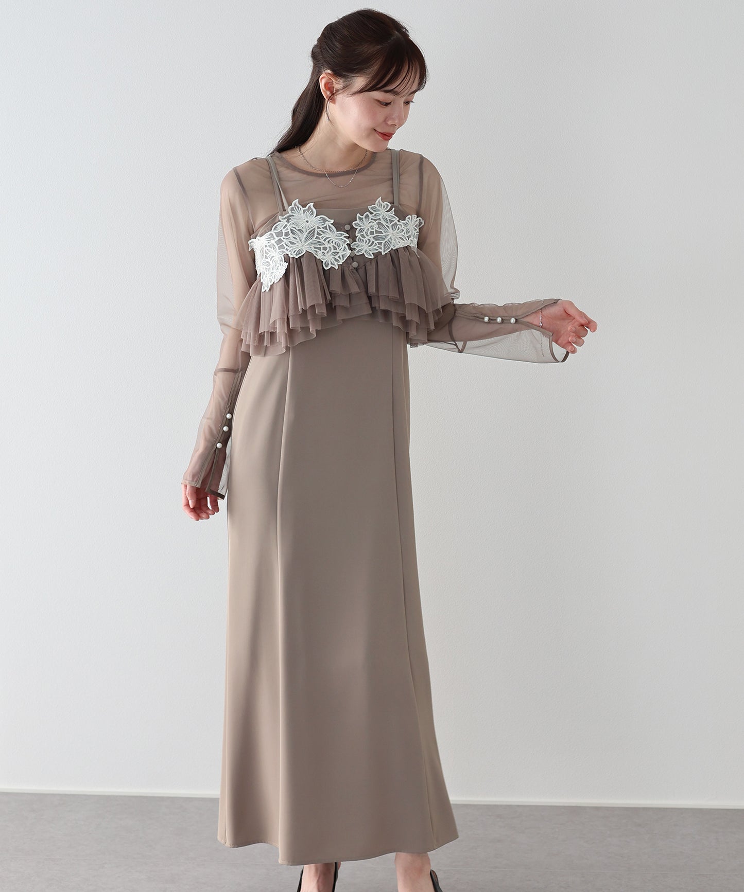 【早割5％OFF】レースビスチェセットドレス 3点セット