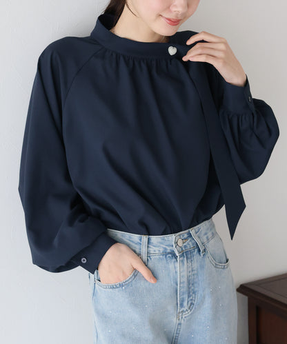 【SALE】タイ付ハートボタンブラウス【ネコポス】