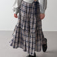 チェック柄サイドリボンティアードスカート
