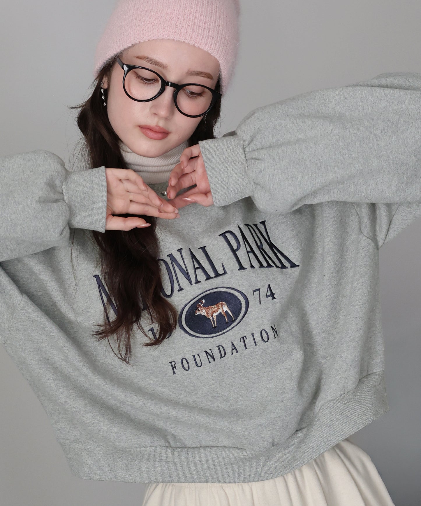 【早割5％OFF】裏起毛ディア刺繍スウェット