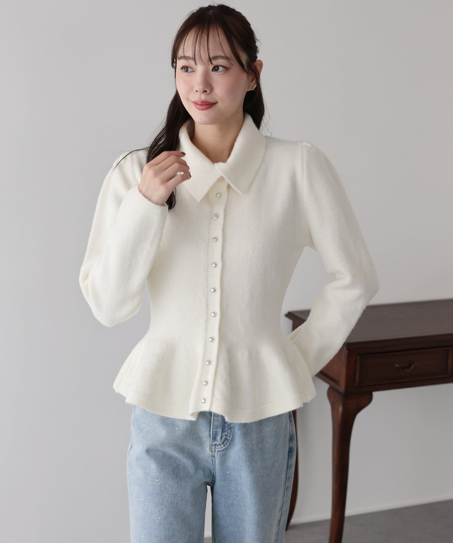 【早割5％OFF】ラメペプラムカーディガン