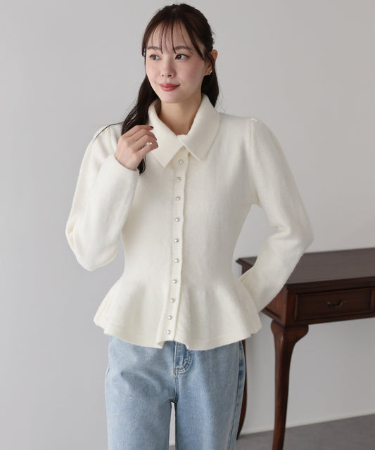 【早割5％OFF】ラメペプラムカーディガン