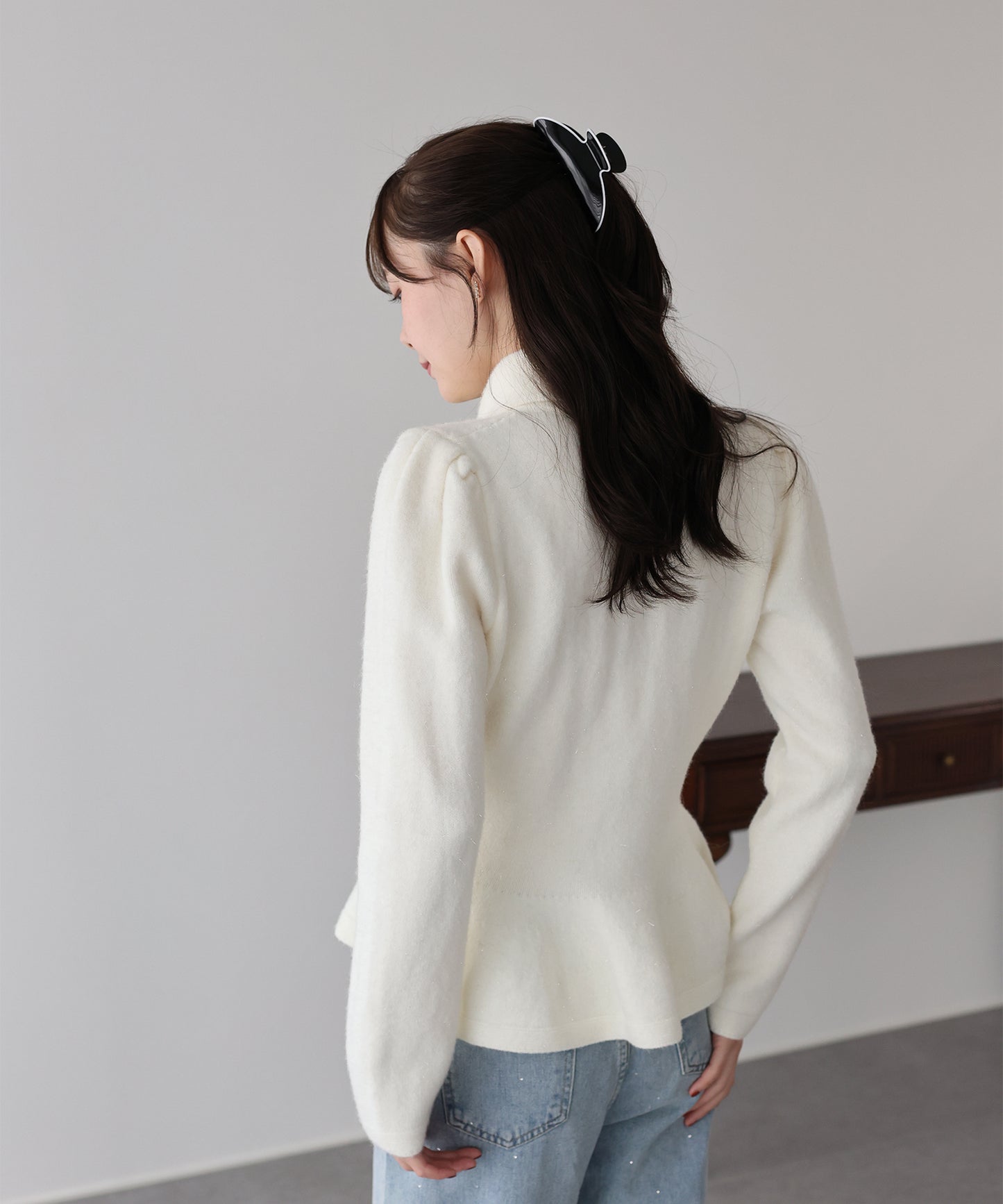 【早割5％OFF】ラメペプラムカーディガン