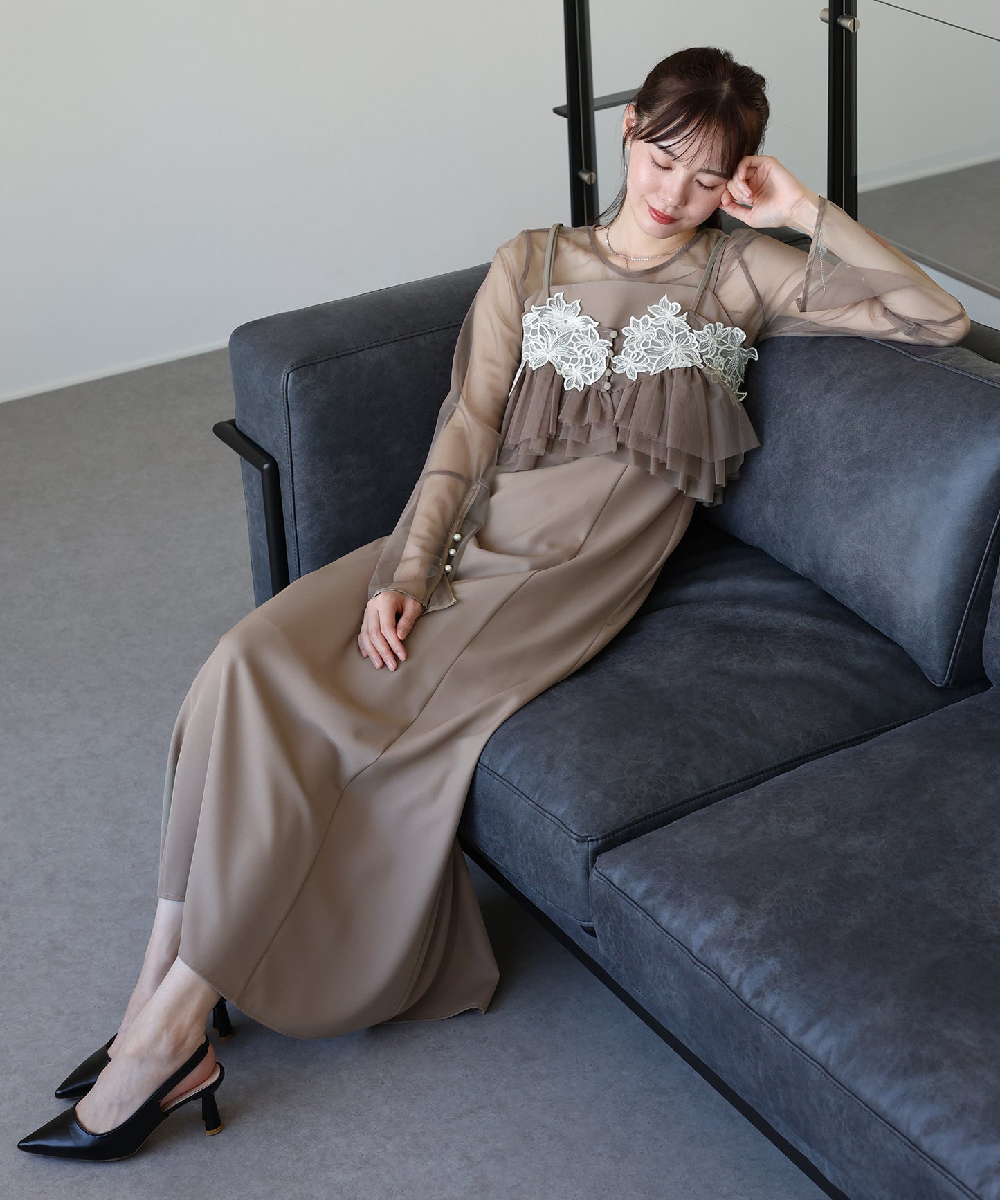 【早割5％OFF】レースビスチェセットドレス 3点セット