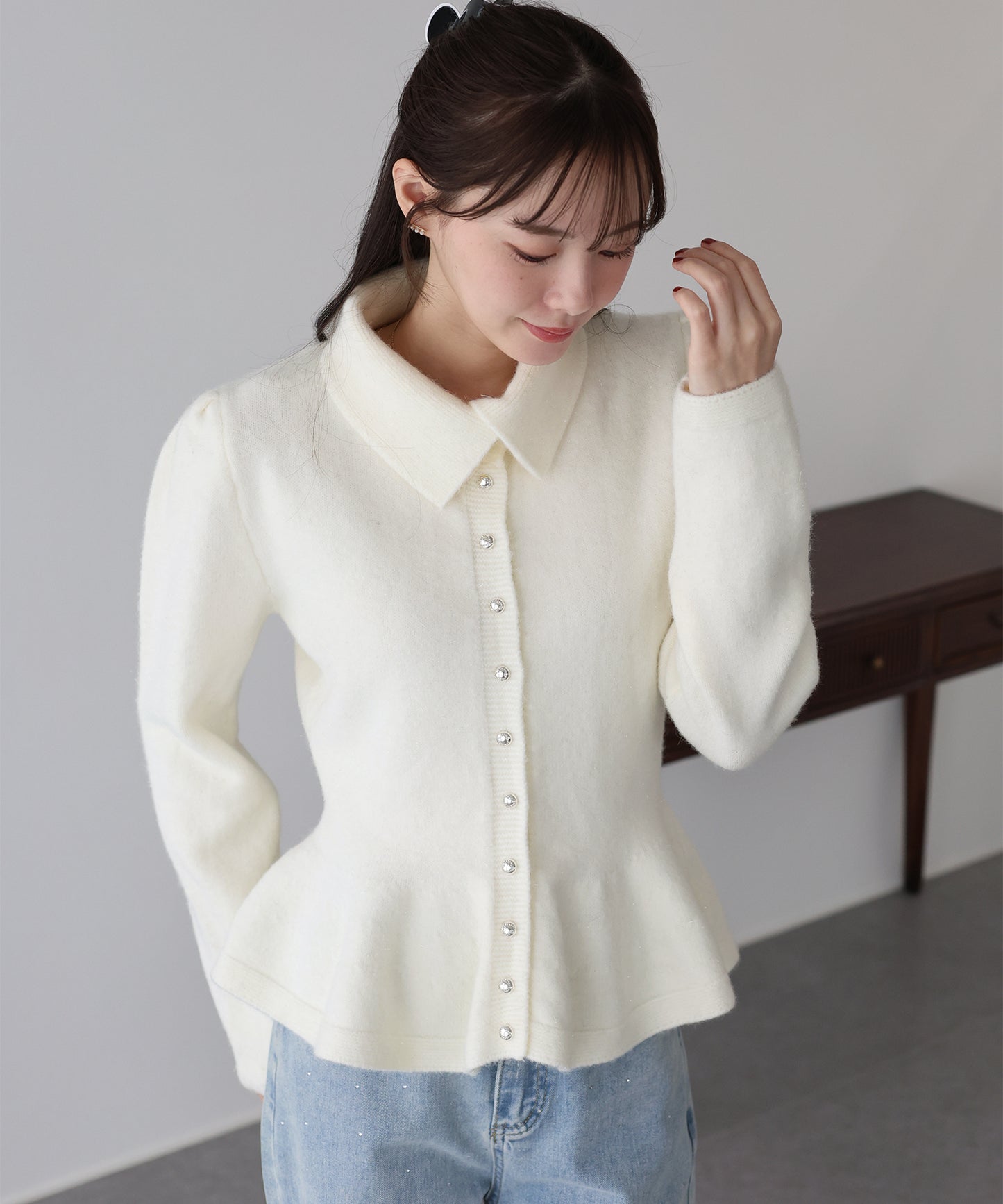 【早割5％OFF】ラメペプラムカーディガン