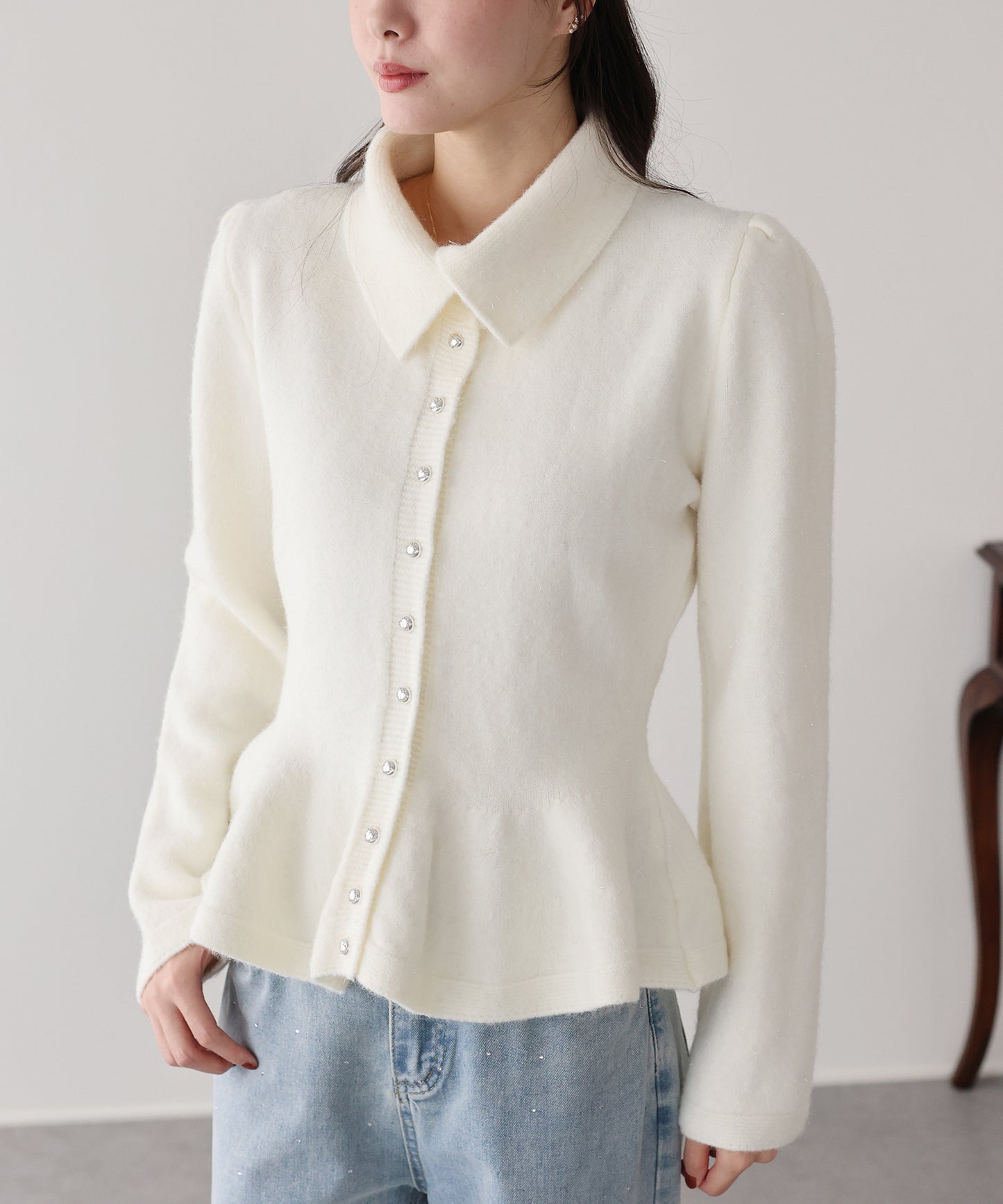 【早割5％OFF】ラメペプラムカーディガン