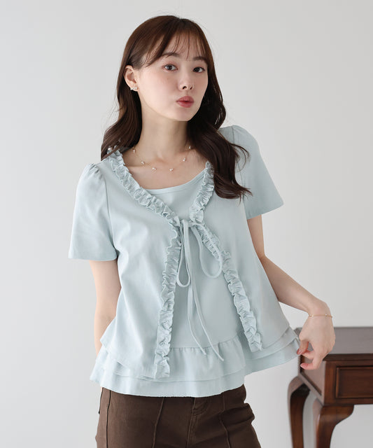【早割5％OFF】フリルレイヤードカットソー【メール便】