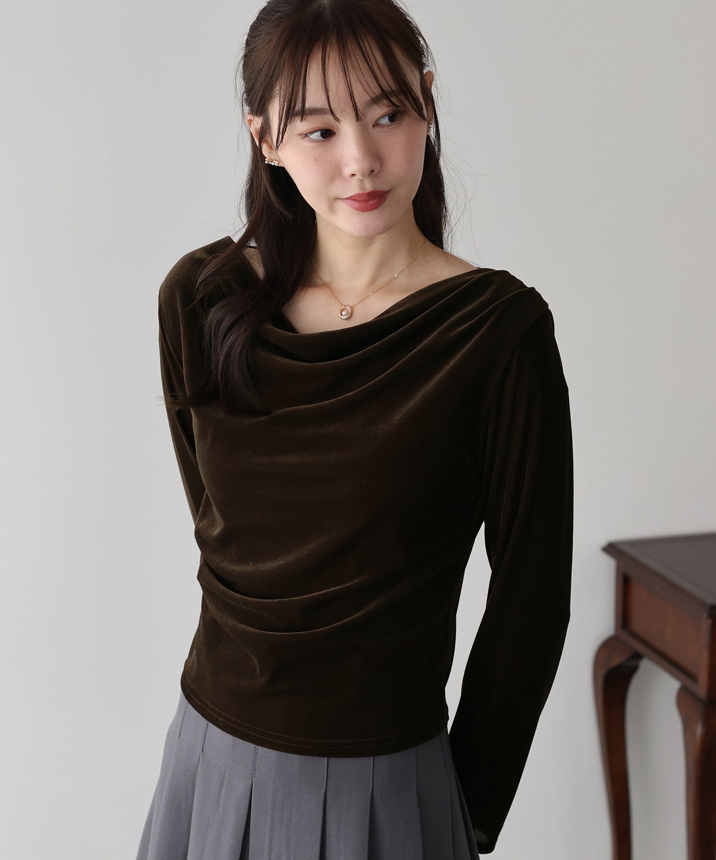 ベロアドレープネックトップス【ネコポス】