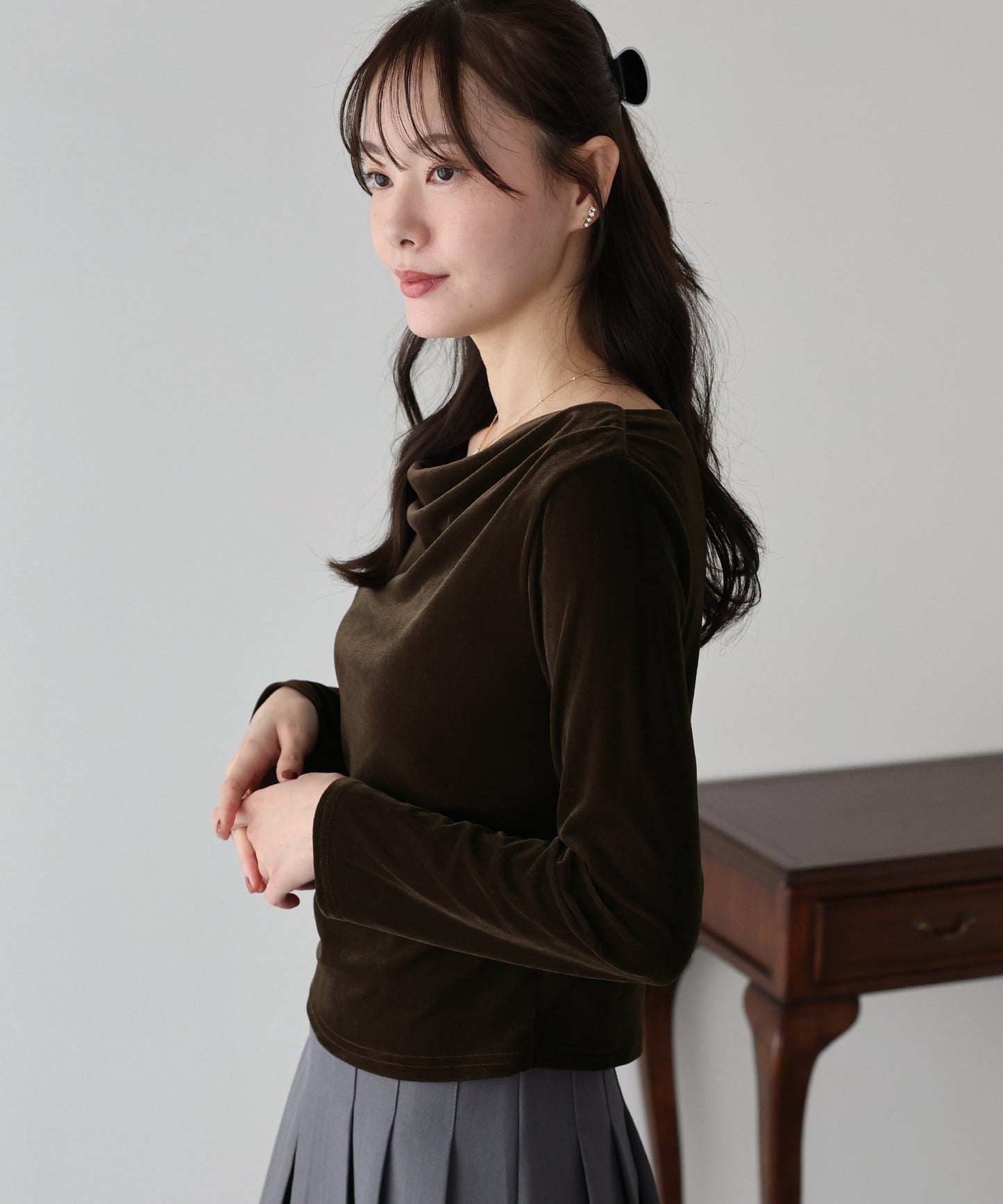 ベロアドレープネックトップス【ネコポス】