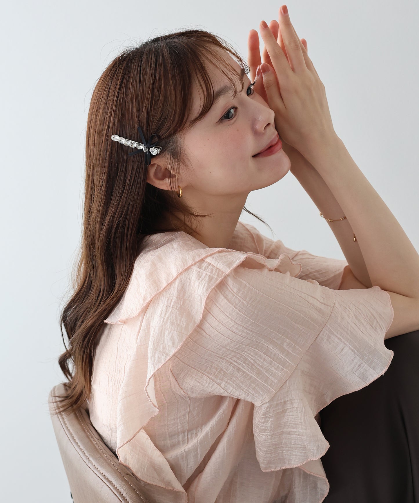 ビジューリボンヘアピン【メール便】