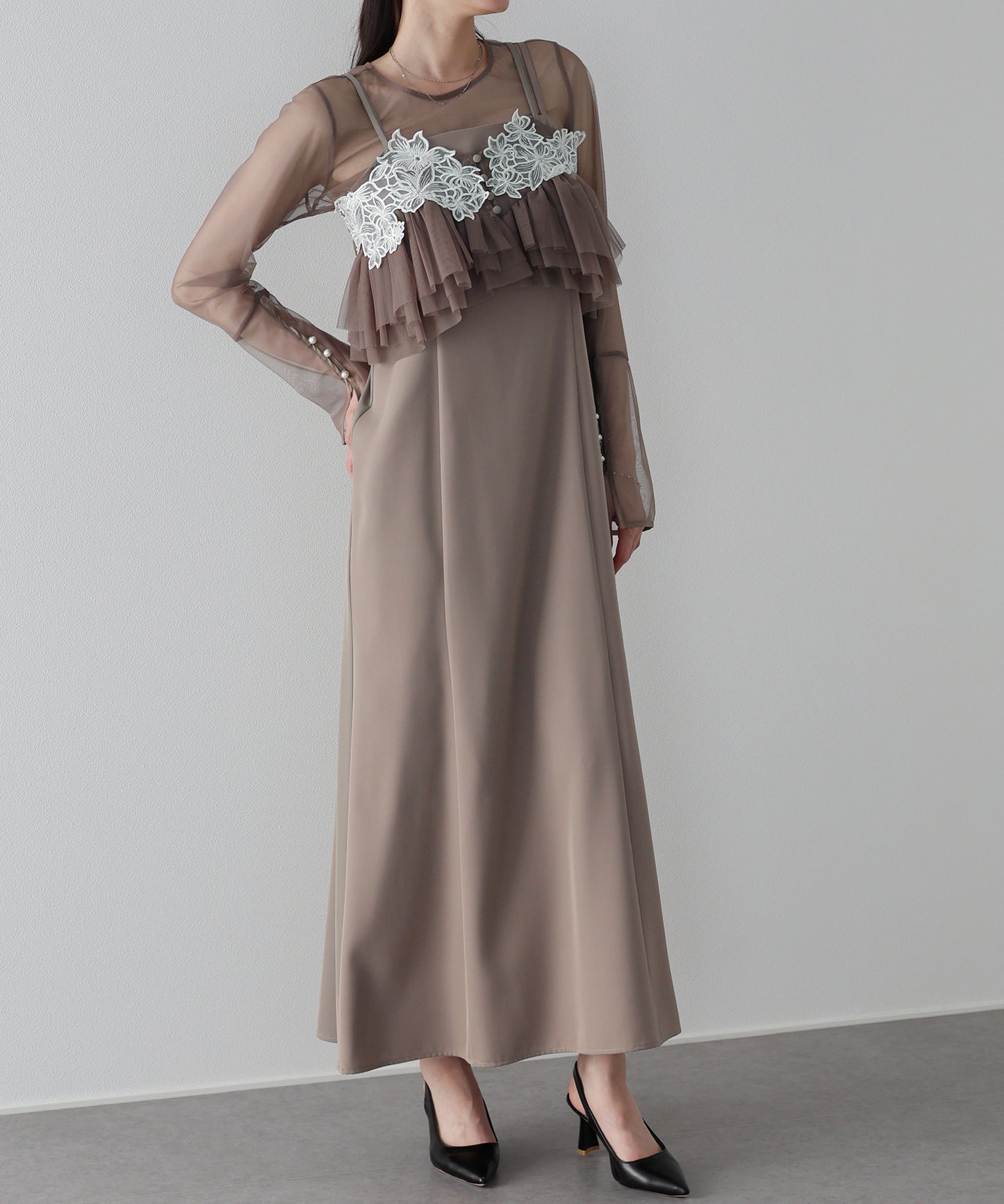 【早割5％OFF】レースビスチェセットドレス 3点セット