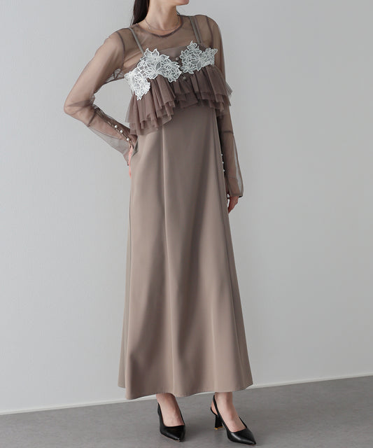 【早割5％OFF】レースビスチェセットドレス 3点セット