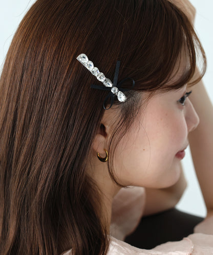 ビジューリボンヘアピン【メール便】