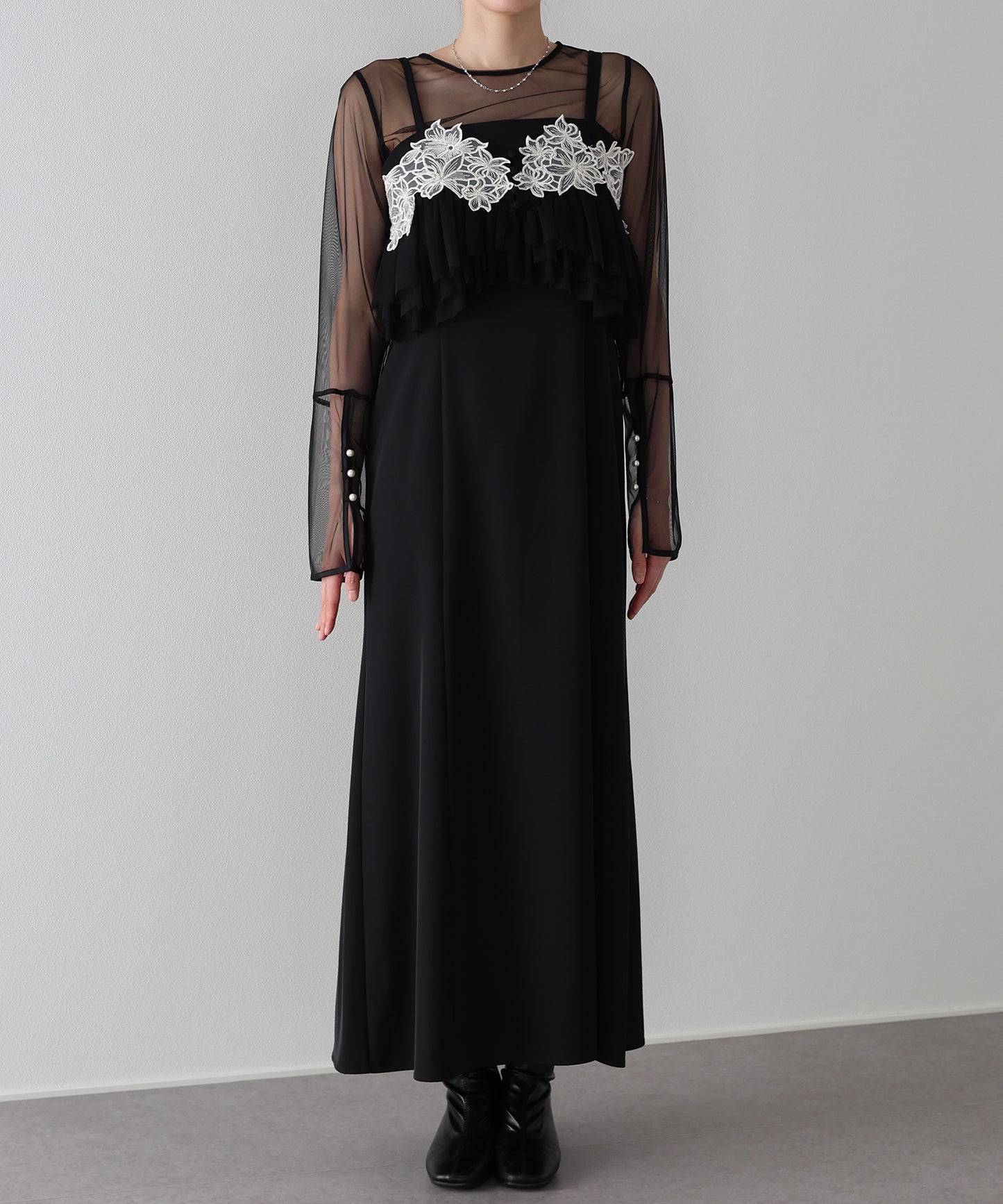 【早割5％OFF】レースビスチェセットドレス 3点セット