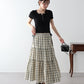 チェック柄サイドリボンティアードスカート