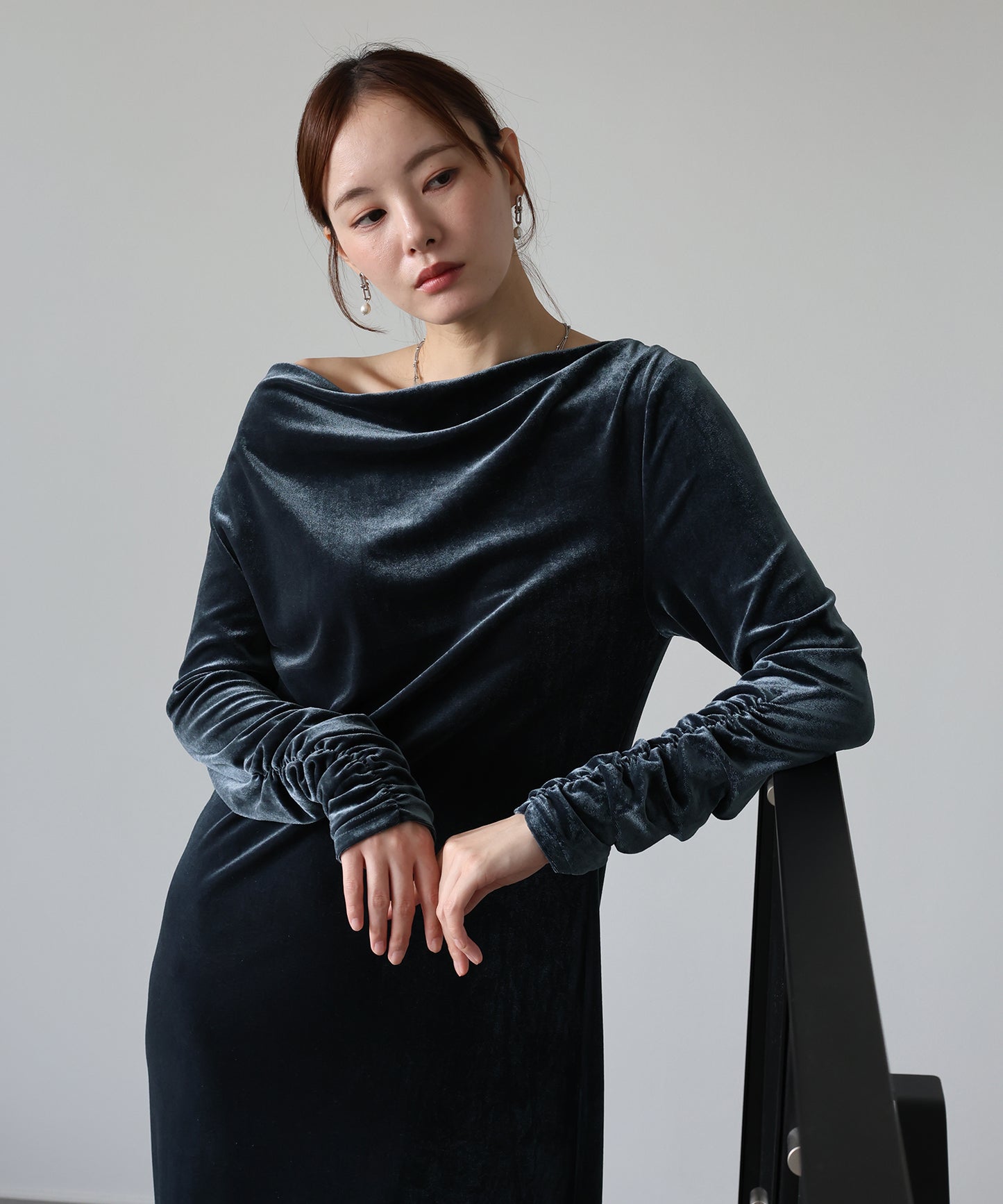 【早割5％OFF】ドレープベロアマキシワンピース