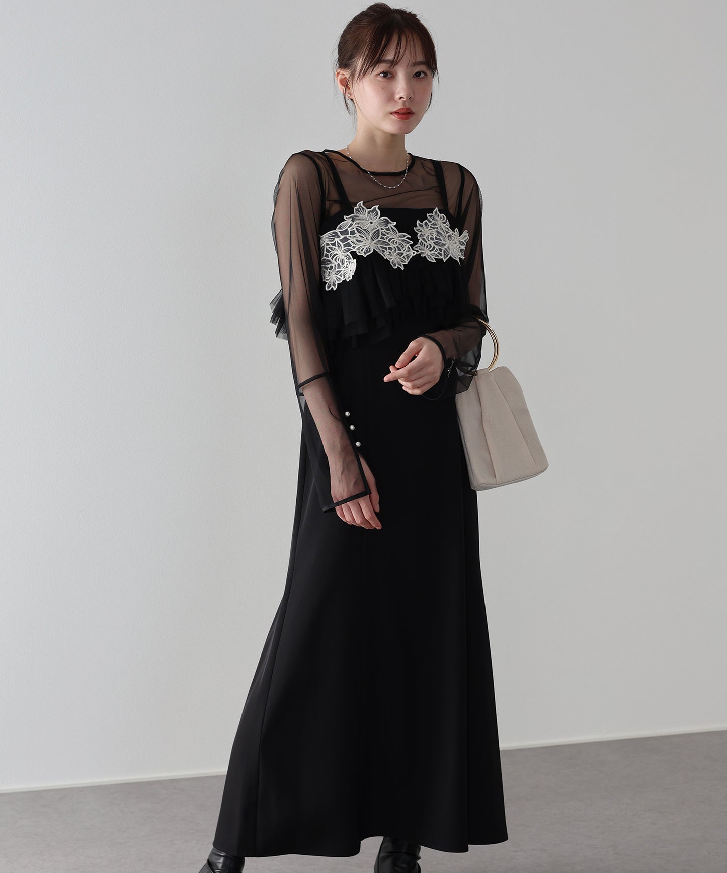 【早割5％OFF】レースビスチェセットドレス 3点セット