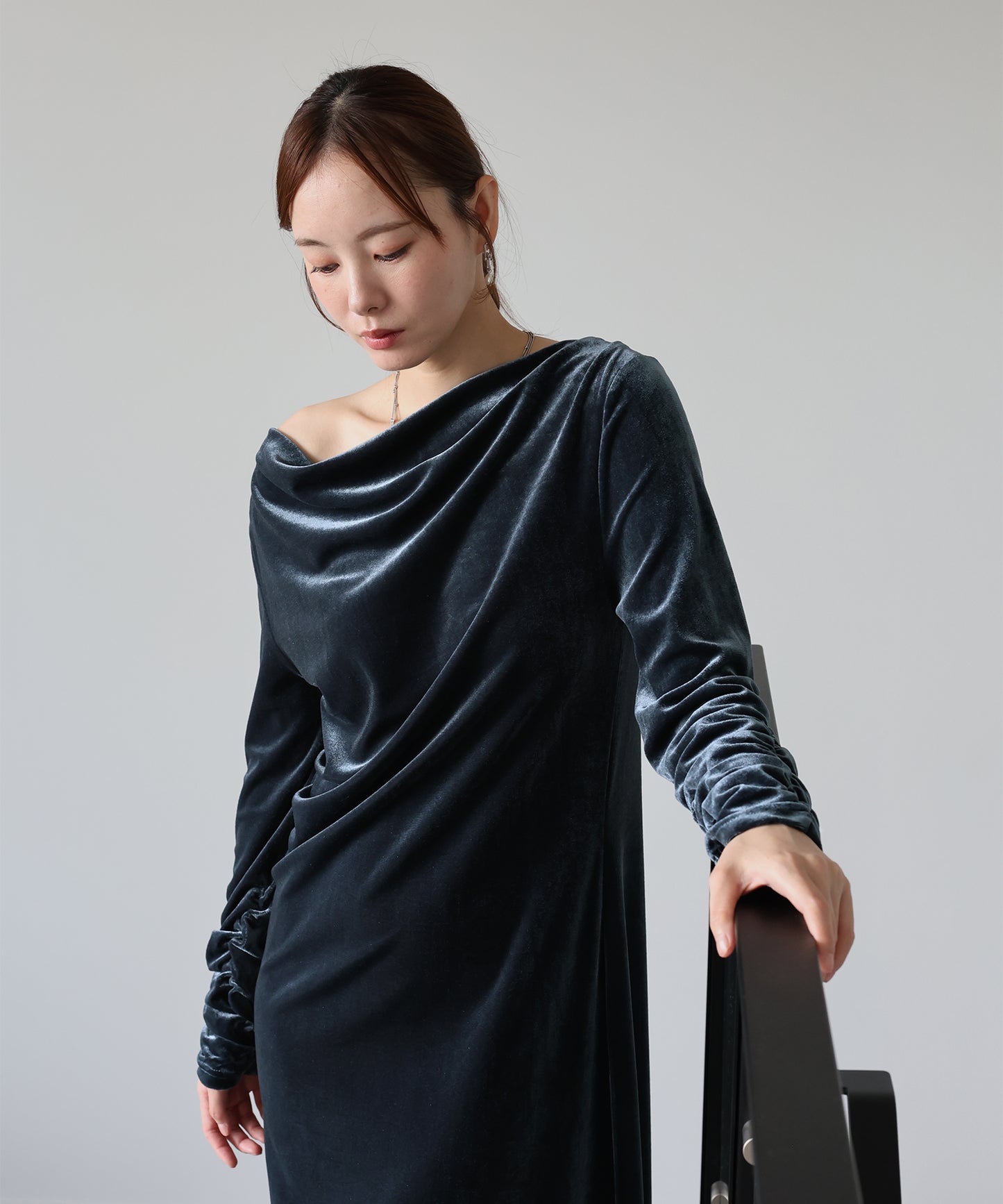 【早割5％OFF】ドレープベロアマキシワンピース