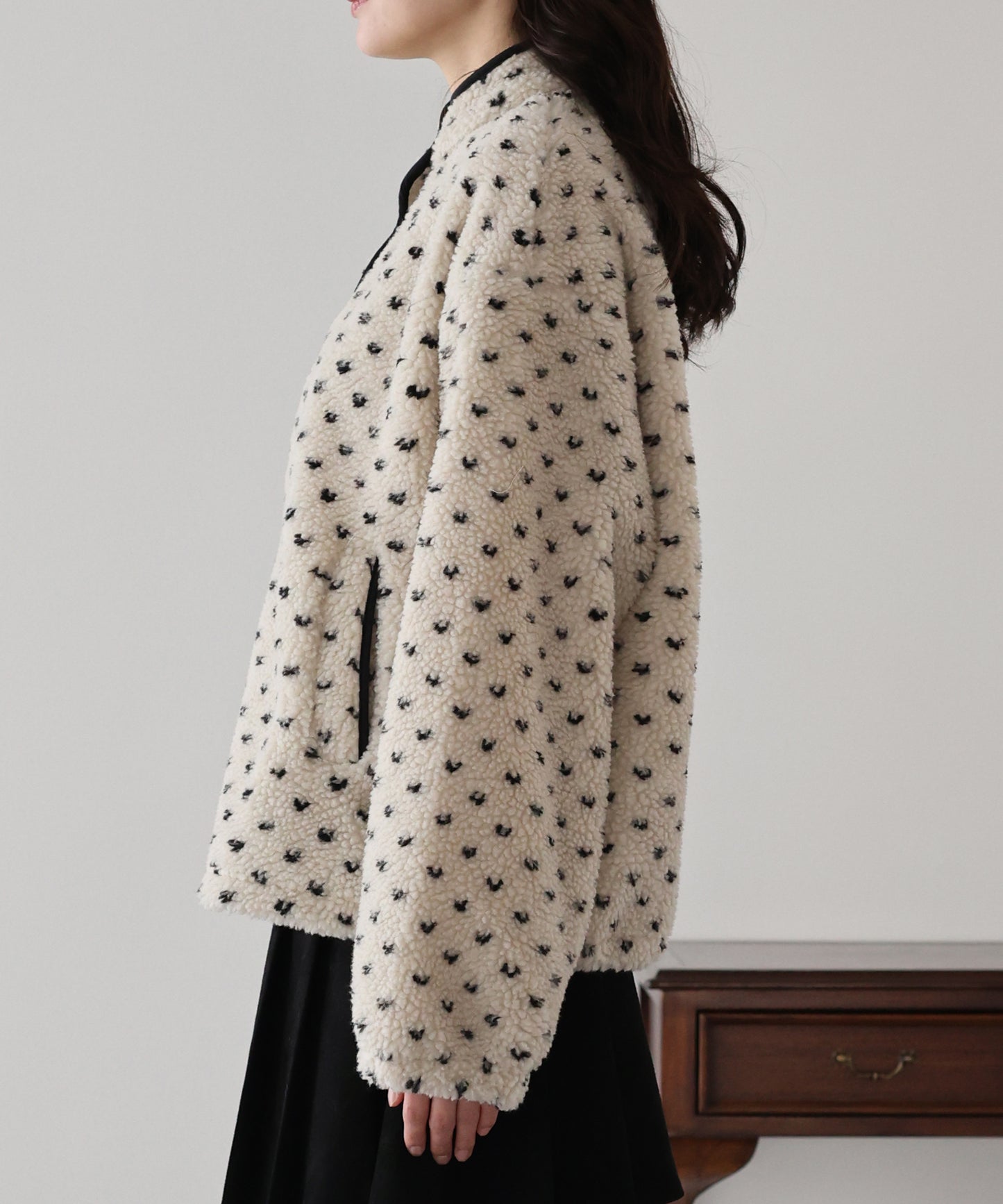 【早割5％OFF】ハート柄ボアハーフボタンプルオーバー