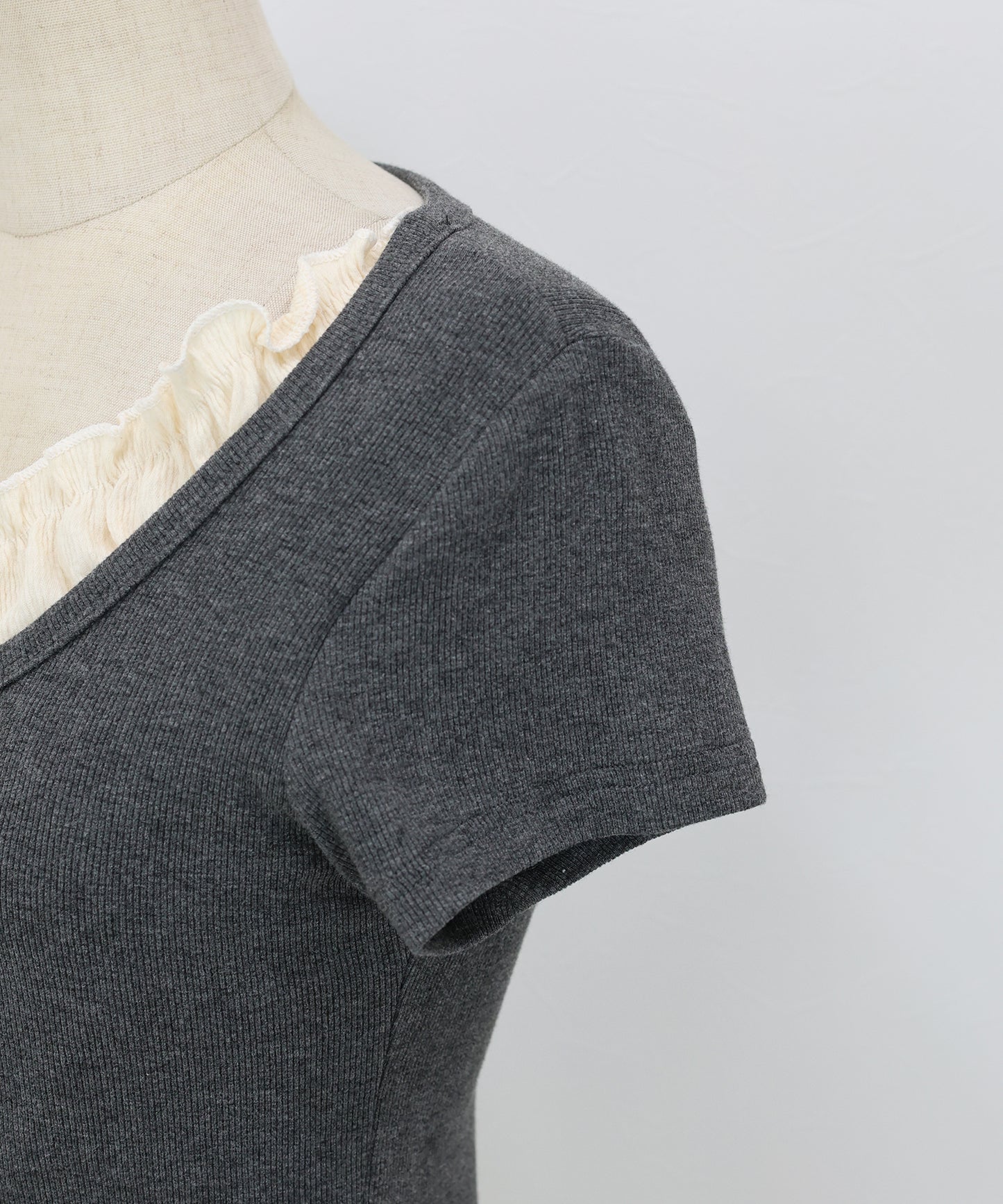 【早割5％OFF】ギャザーリボンレイヤードTシャツ【メール便】