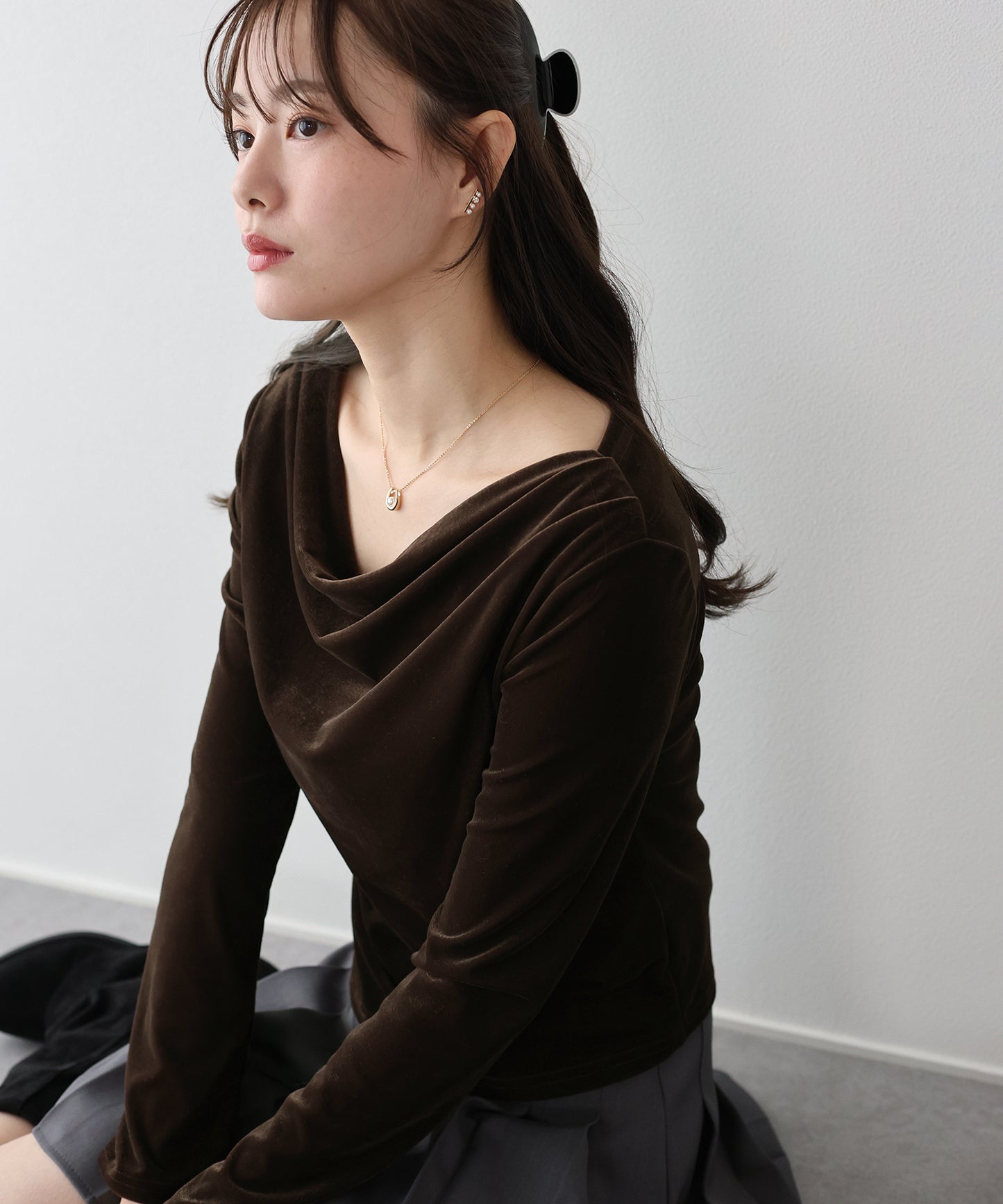 ベロアドレープネックトップス【ネコポス】