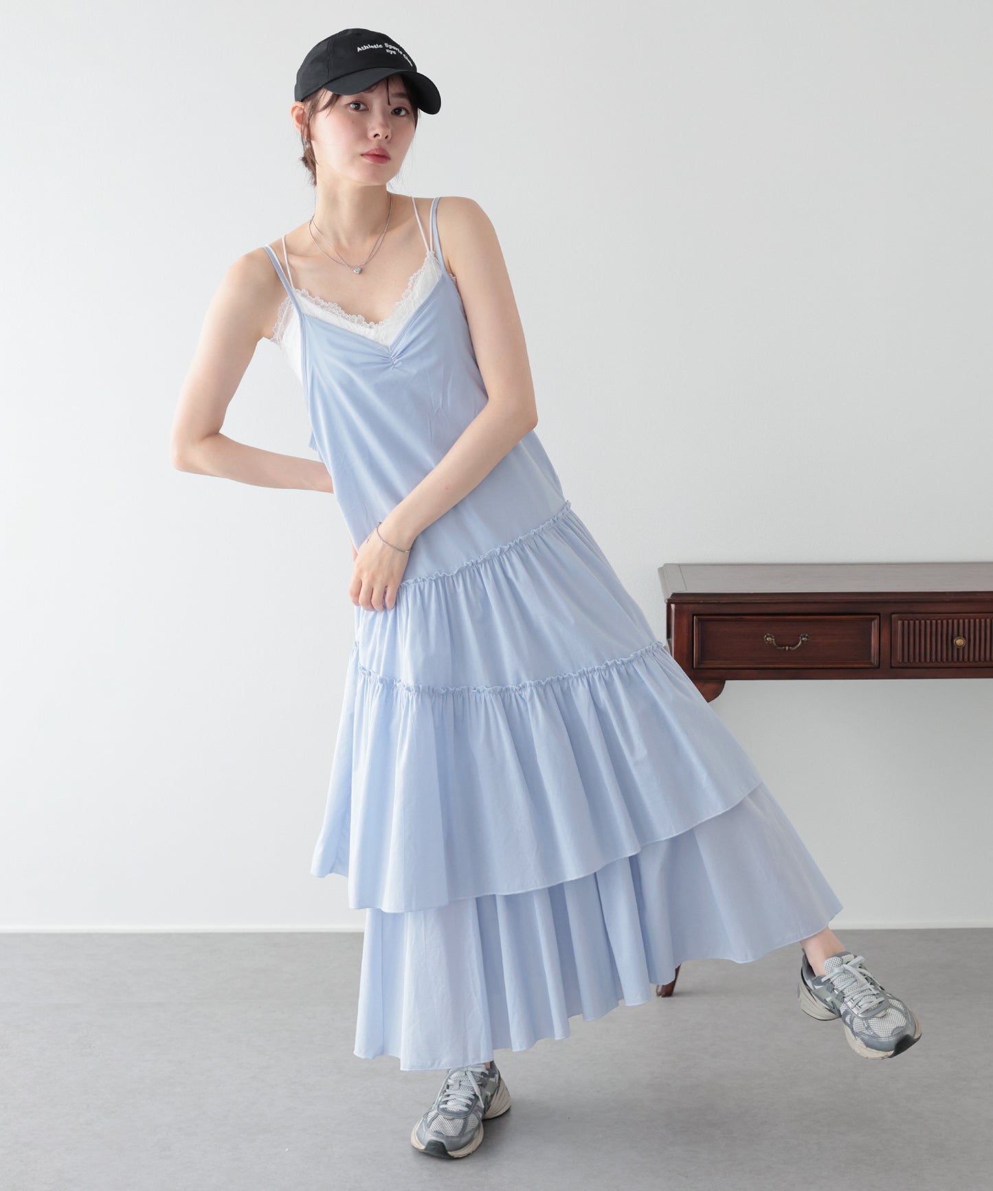 【早割5％OFF】ランダムティアードキャミワンピース