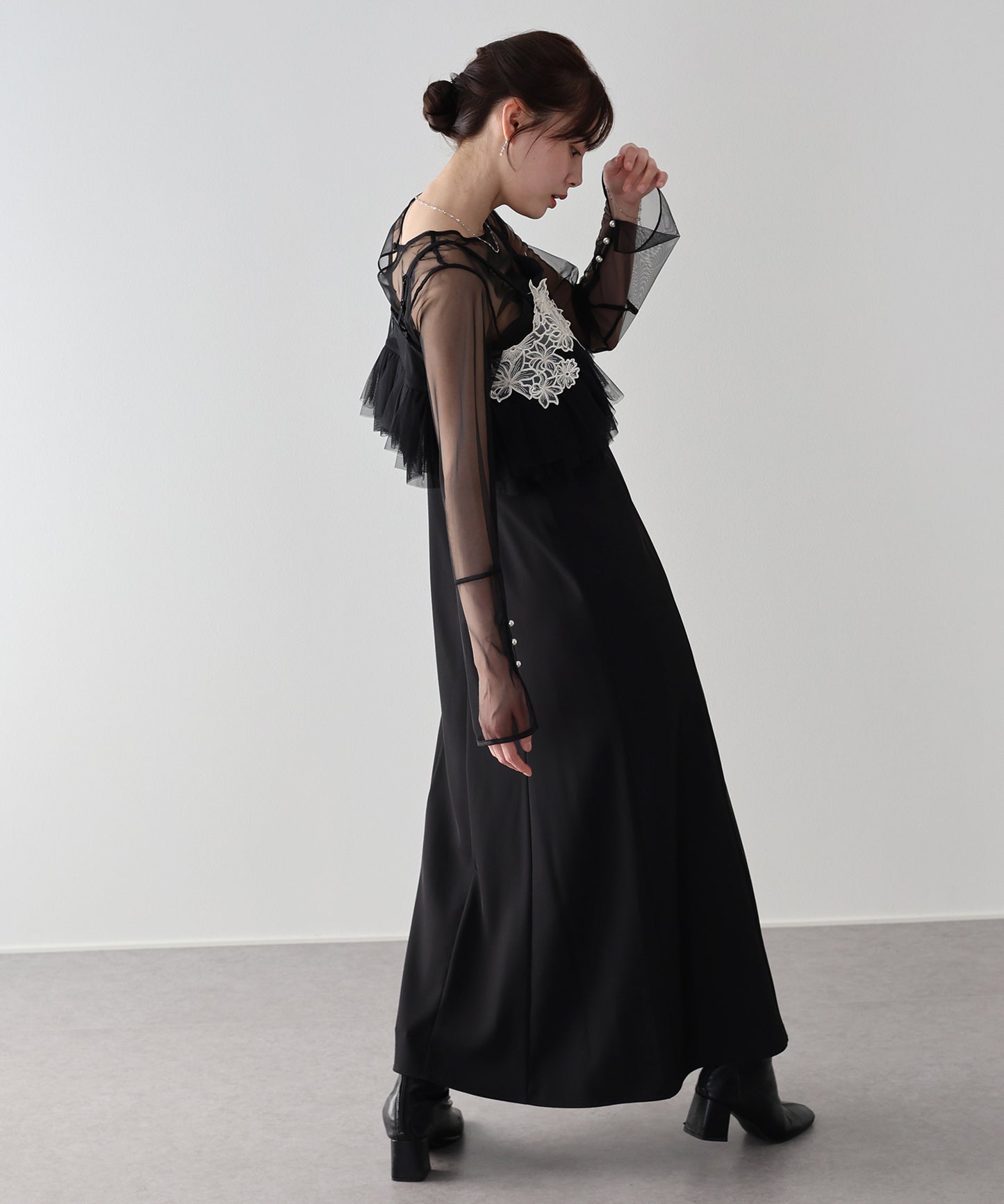 【早割5％OFF】レースビスチェセットドレス 3点セット