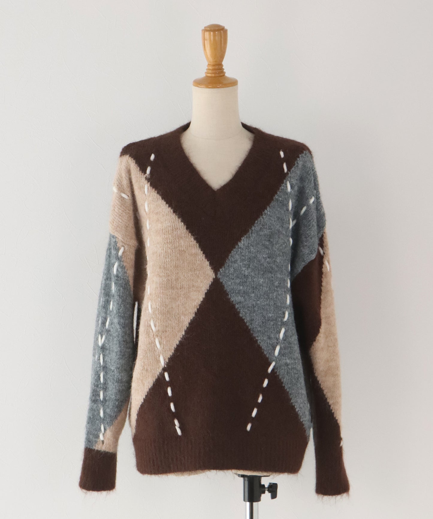 アーガイル柄ルーズニット