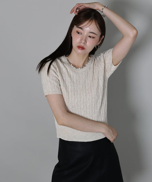 【早割5％OFF】カシミヤ混ケーブルニット[ J by blue ]