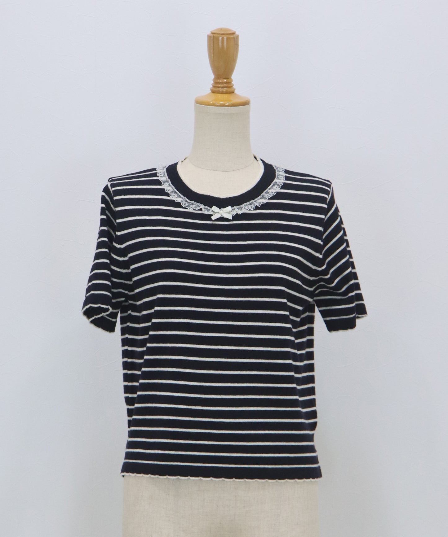 【SALE】レースリボンボーダーニット