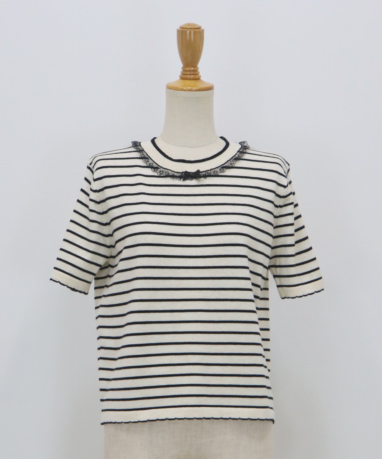 【SALE】レースリボンボーダーニット