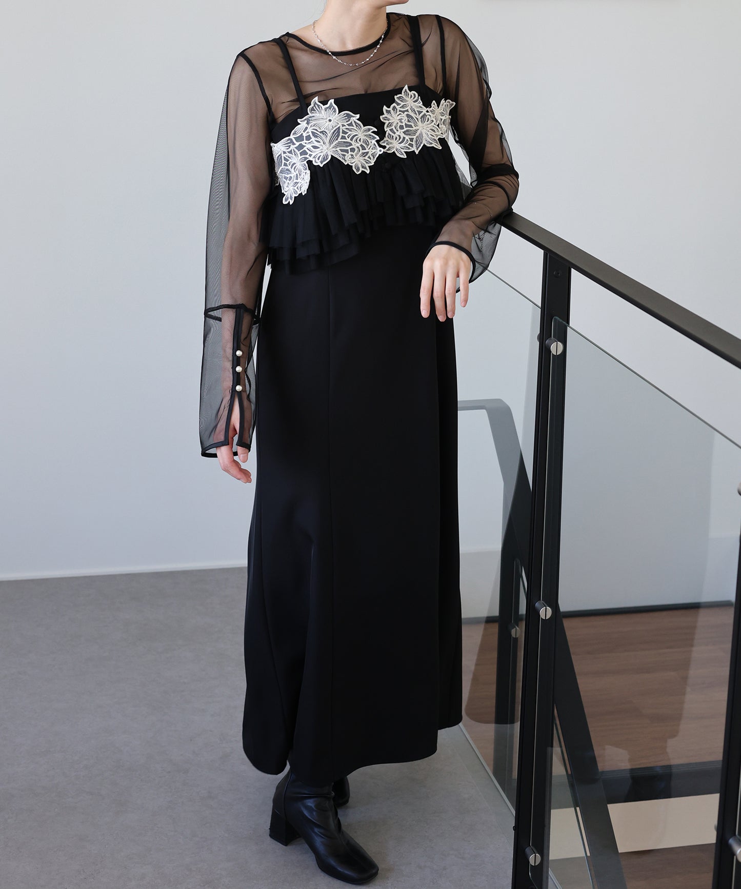 【早割5％OFF】レースビスチェセットドレス 3点セット