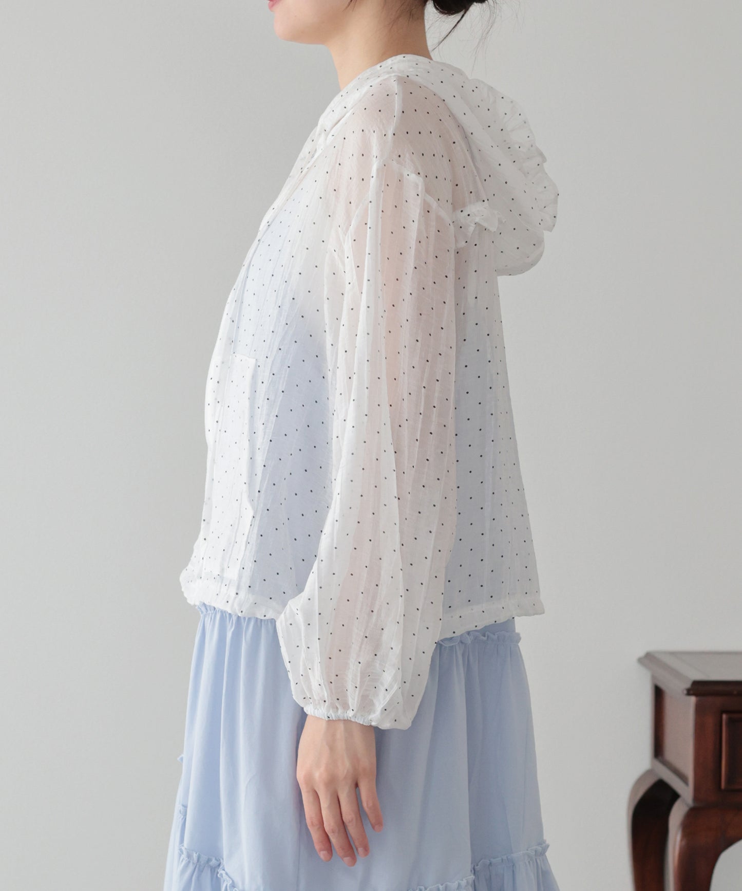【早割5％OFF】フード付きドットシアーシャツ【メール便】