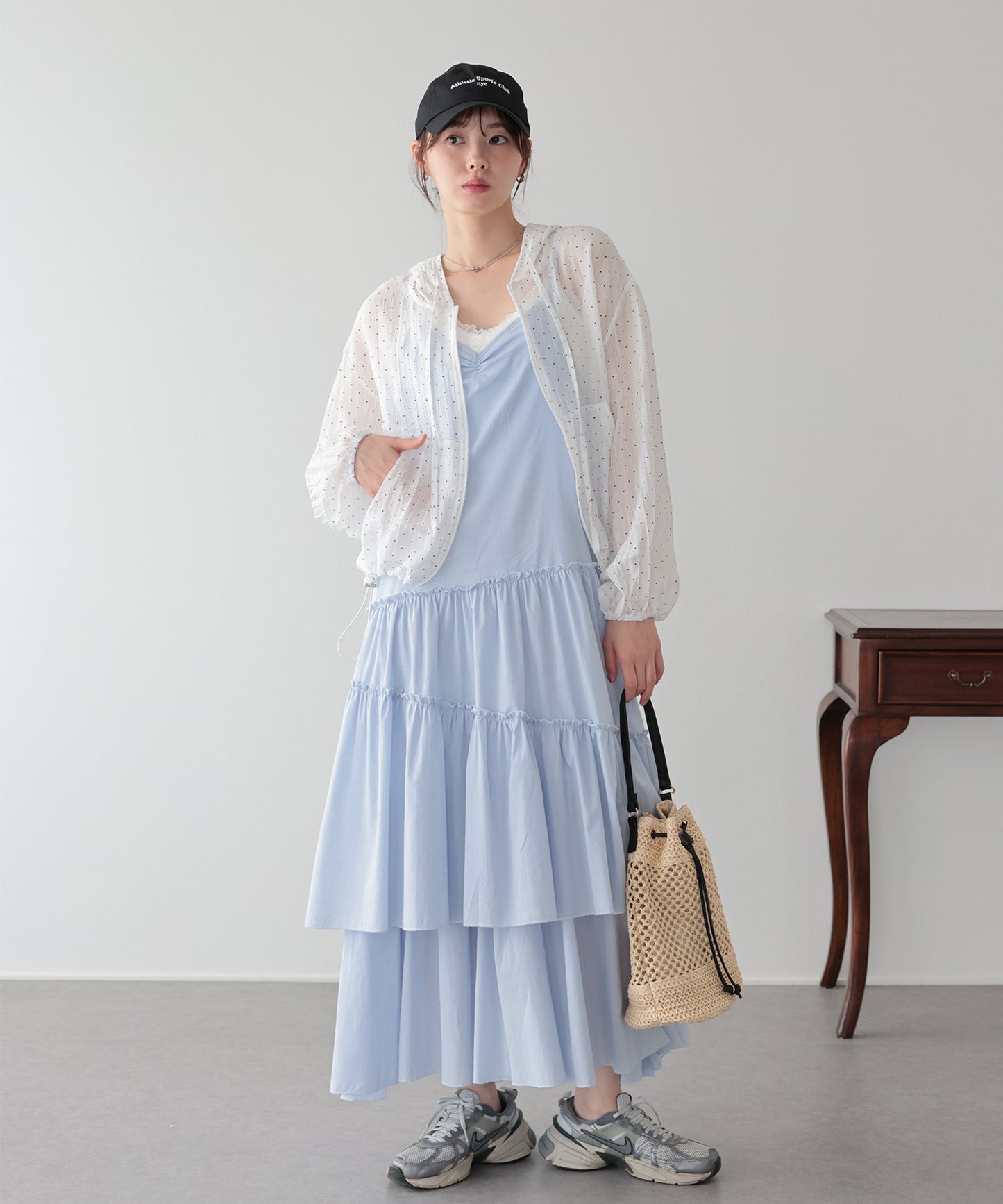 【早割5％OFF】フード付きドットシアーシャツ【メール便】