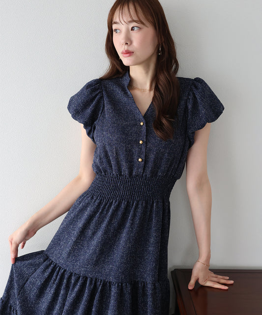 【早割5％OFF】バルーンスリーブツイードワンピース