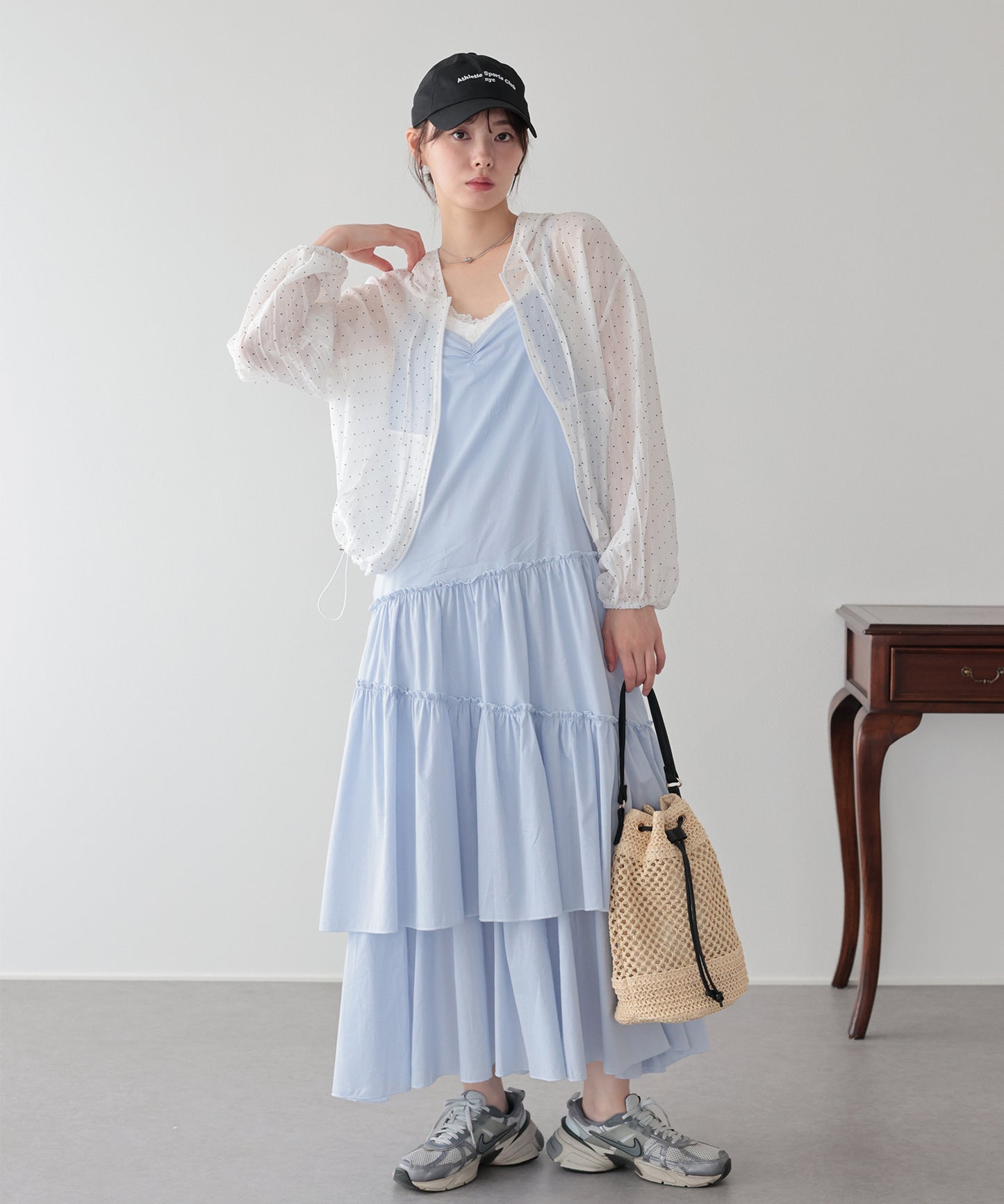 【早割5％OFF】フード付きドットシアーシャツ【メール便】