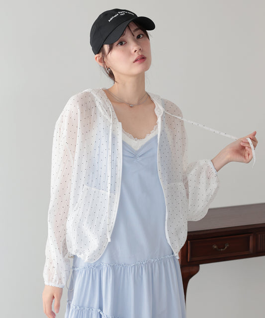【早割5％OFF】フード付きドットシアーシャツ【メール便】