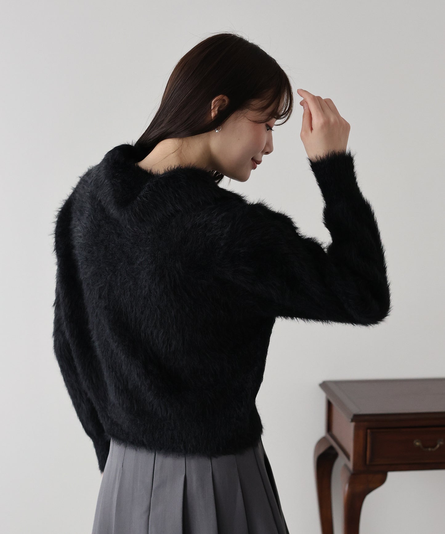 【早割5％OFF】シャギーポロ襟カーディガン