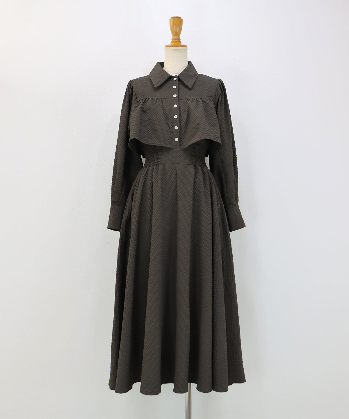 ロングスリーブスタイルアップシャツワンピース