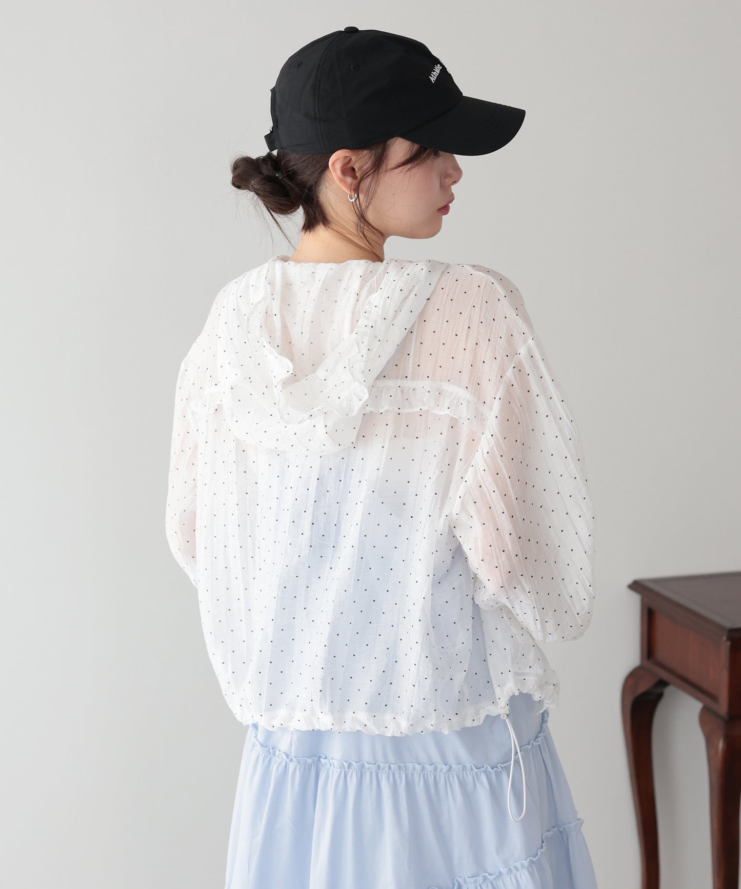 【早割5％OFF】フード付きドットシアーシャツ【メール便】