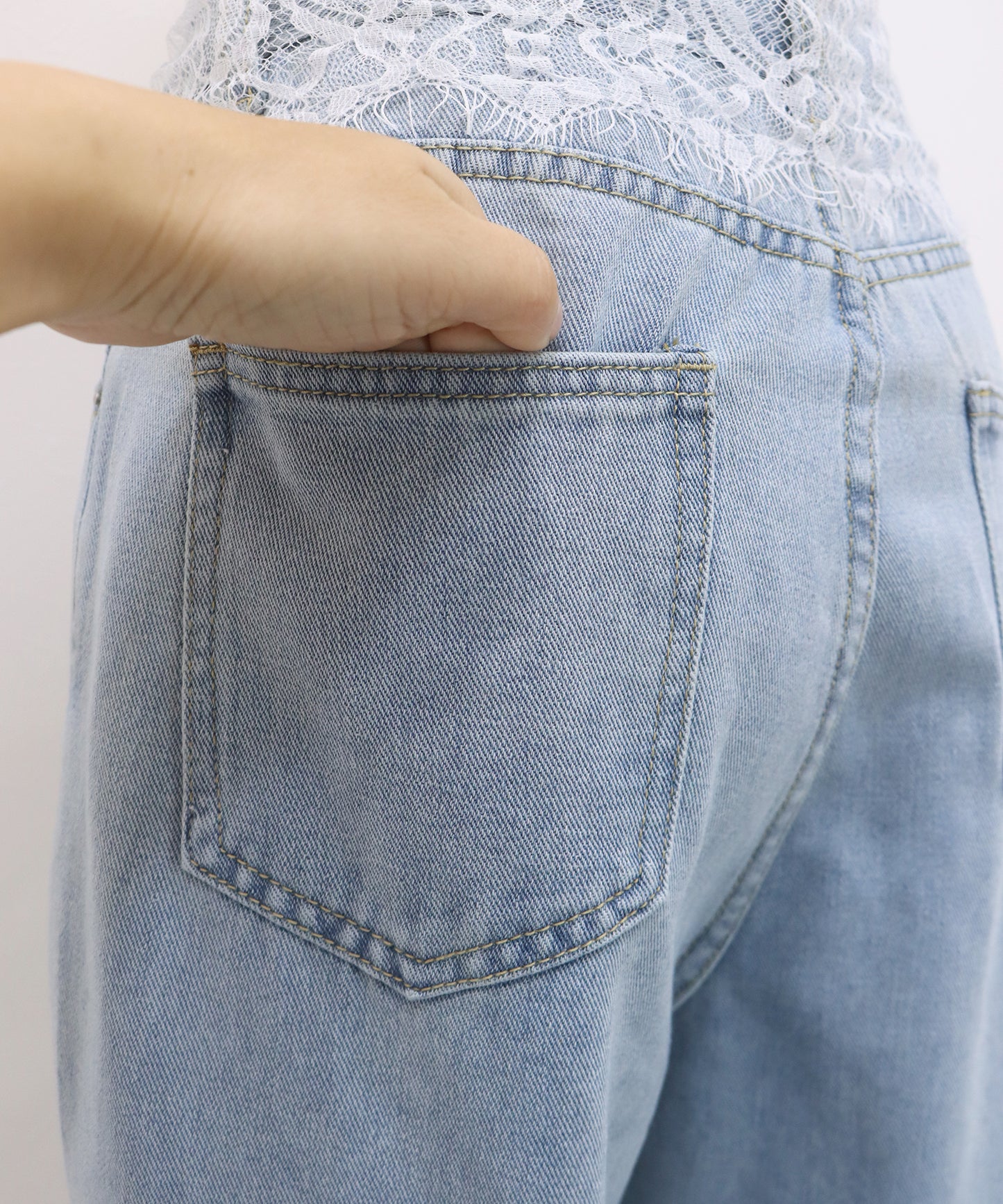 【早割5％OFF】ウエストレースデニムパンツ