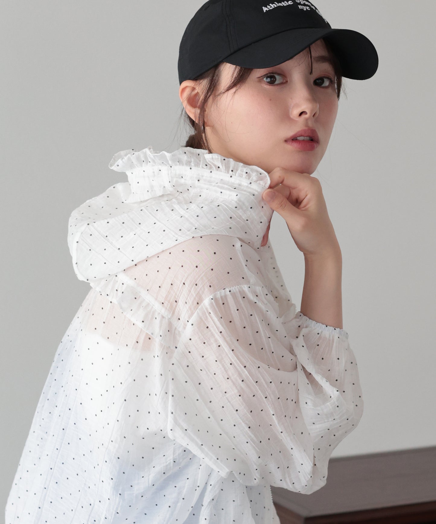【早割5％OFF】フード付きドットシアーシャツ【メール便】